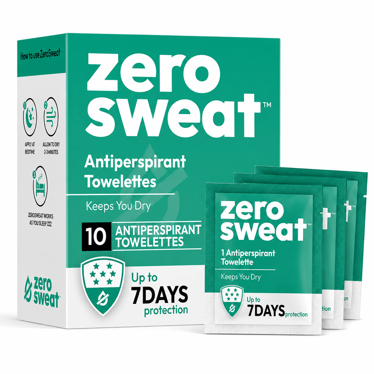 ZeroSweat Hyperhidrosis Wipes For Excessive Sweating - 10 ct.